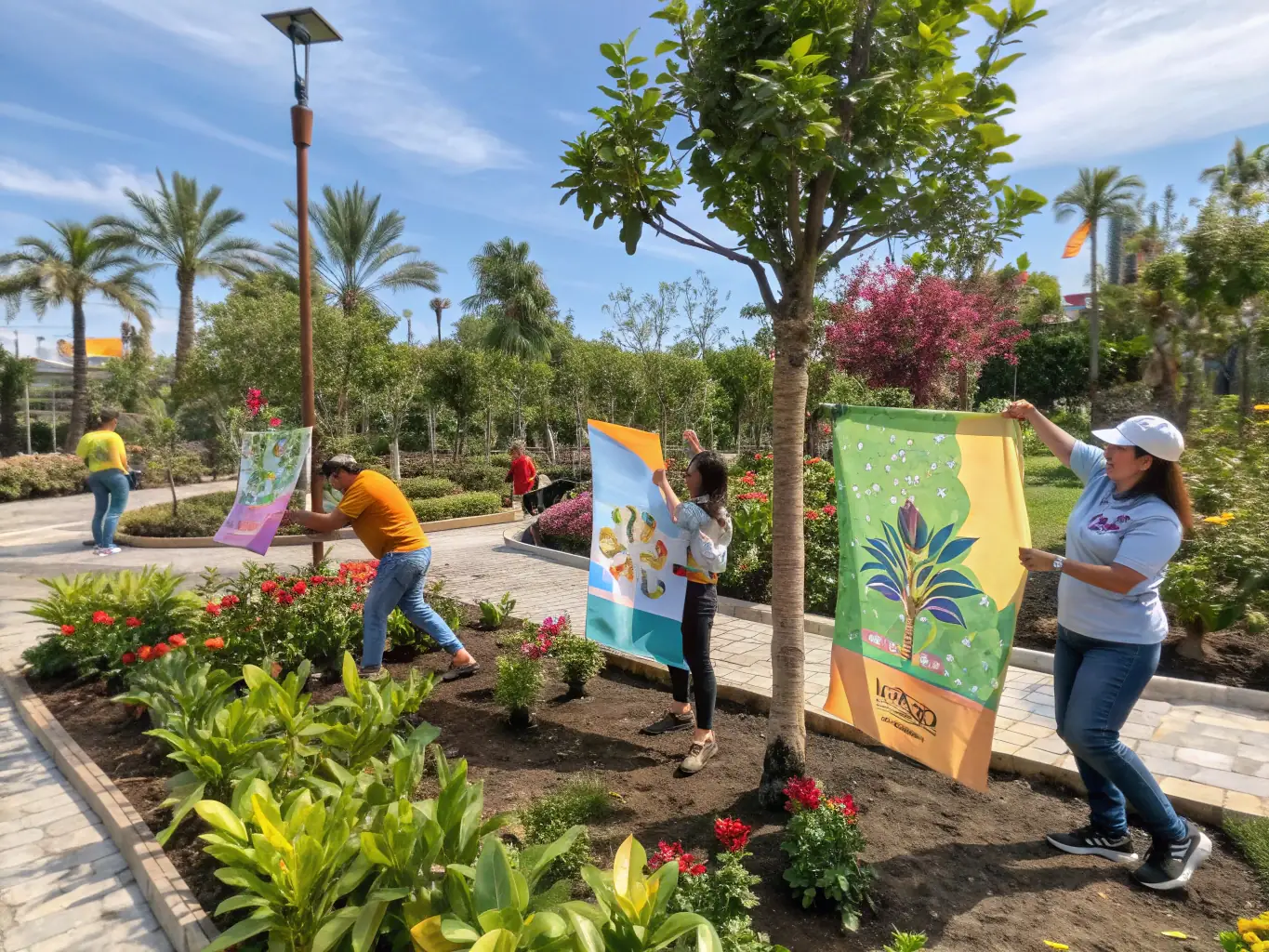 A group of volunteers planting trees in a deforested area, symbolizing habitat restoration efforts by AMICALE DES PROPRIETAIRES ET CHASSEURS DE BIOUSSAC.